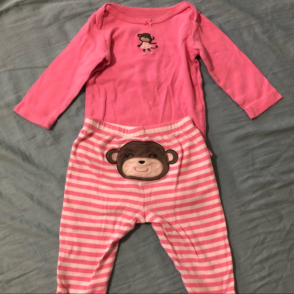 3/$12 Carter’s Pink Monkey Bodysuit and Pants Set 9M